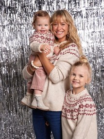 Camisola de Natal jacquard cápsula família, para mulher cru