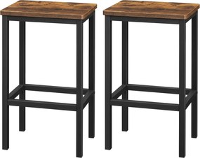 Conjunto 2 bancos de bar 40 x 30 x 65 cm castanho-preto
