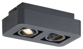 Foco de superfície arredondado preto 2 luzes giratório e inclinável - Dox