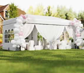 Tenda dobrável com 6 painéis laterais 300 x 600 x 250-270 cm, 6 x Sacos de areia, estrutura metálica, altura ajustável, 10 estacas, 6 cordas, saco com