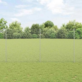 vidaXL Cerca de Cadeia com 20 Postes U Prata 1.5x10 m Aço