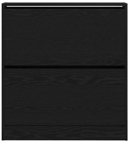 Armário de Sapatos vidaXL com Gaveta Flip Carvalho Preto 80x21x87,5 cm