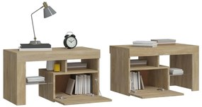 Mesas cabeceira c/ LEDs 2 pcs 70x36,5x40 cm carvalho sonoma