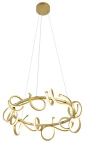LED Candeeiro suspenso de design dourado redondo com regulação de intensidade de 3 níveis - Krisscross Moderno