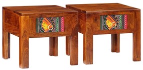 Mesa de cabeceira 2 pcs 40x40x36 cm madeira de acácia maciça