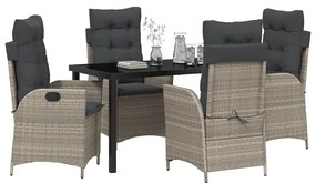 Conjunto de Jantar de Jardim de 5 Peças com Almofadas Cinza Claro em R
