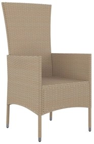 Cadeiras de jardim com almofadões 2 pcs vime PE bege