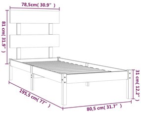 Estrutura cama pequena solteiro 75x190 cm madeira maciça