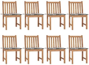 Cadeiras de jardim 8 pcs c/ almofadões madeira de teca maciça