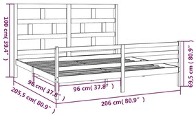 Estrutura de cama 200x200 cm madeira de pinho maciça