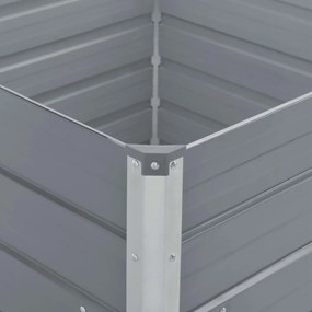 Canteiro jardim elevado 100x100x45 cm aço galvanizado cinzento