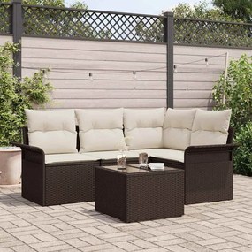 vidaXL Conjunto de Sofá de Jardim de 4 Peças com Almofadas Cinza Polirattan