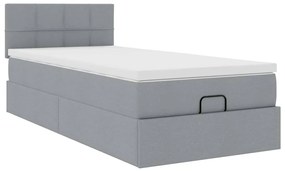 Estrutura cama otomana colchão 90x190 cm tecido cinzento claro