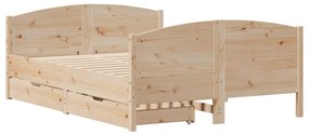 Cama sem colchão 140x190 cm madeira de pinho maciça