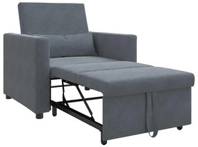 Sofá Cama Conversível 3 em 1 Cinza Escuro Veludo