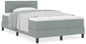 Cama Box Spring com Colchão Cinza Claro 120x200 cm Tecido
