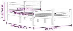 Estrutura de cama 140x200 cm pinho maciço castanho mel