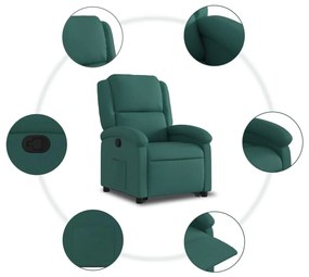 Poltrona reclinável elevatória tecido verde-escuro