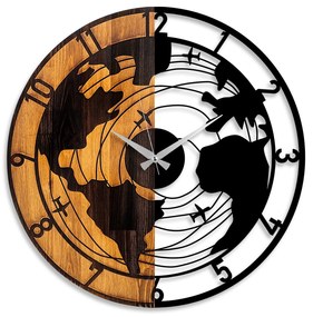 Relógio de Parede Decorativo Mas-041 – Nogueira e Preto – 56 x 3 x 56