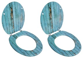 Assentos de sanita com tampas 2 pcs MDF madeira velha