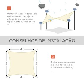 Vela de Sombra Retangular 3x4 m Toldo Vela de Poliéster com Proteção U