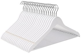 Conjunto de 50 cabides de madeira 44,5 x 23 cm branco + prateado