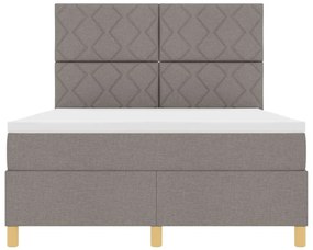 Cama Box Spring com Colchão &amp; LED Taupe 140x190 cm Tecido
