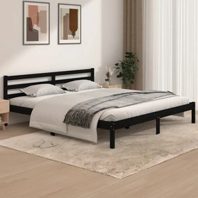 vidaXL Estrutura de cama super king 180x200 cm pinho maciço preto