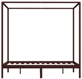 Estrutura cama com toldo 120x200cm pinho maciço castanho-escuro