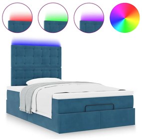 Estrutura de cama otomana com colchões azul escuro Veludo