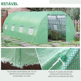 Estufa Tipo Túnel 600x300x200cm com Porta Enrolável 8 Janelas Cobertur