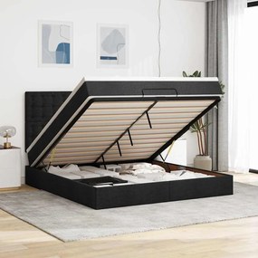 vidaXL Estrutura de cama otomana com colchão 180x200 cm tecido preto