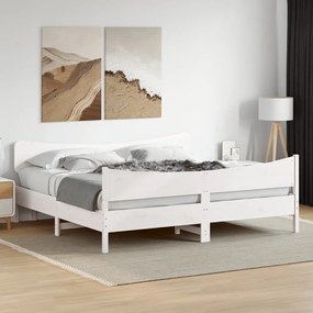 Cama sem colchão 200x200 cm madeira de pinho maciça branco