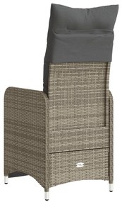 Cadeiras jardim reclináveis 2 pcs c/ almofadões vime PE cinza