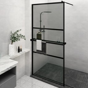 vidaXL Divisória chuveiro+prateleira 115x195 vidro ESG/alumínio preto