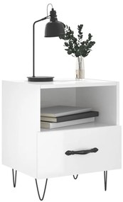 Mesa de cabeceira derivados de madeira branco brilhante