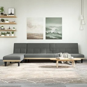 Sofá-cama em forma de L 255x140x70 cm tecido cinzento-escuro