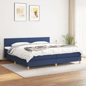 vidaXL Cama com molas/colchão 200x200 cm tecido azul