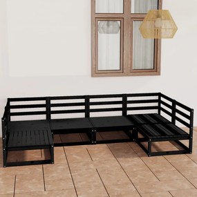 6 pcs conjunto lounge de jardim pinho maciço