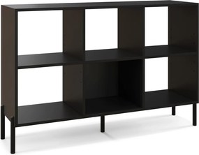 Estante com 6 cubos de madeira de 2 níveis 120 x 35 x 79,5 cm com pés de metal ajustáveis em 5 posições Preto