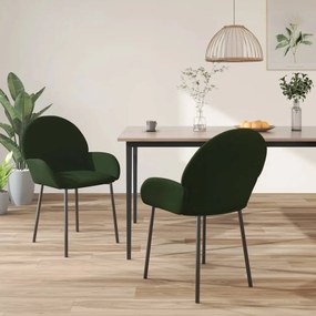 Cadeiras de jantar 2 pcs veludo verde-escuro