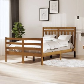 Estrutura de cama dupla pequena 120x190 cm madeira castanho mel