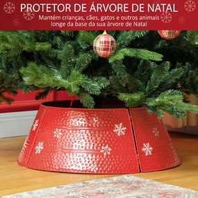 Saia Metálica Impermeável para Árvore de Natal 66x66x23 cm Vermelho