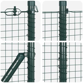 Cerca de Arame Soldado com 13 Postes Flangados Verde 1,6x25 m Aço