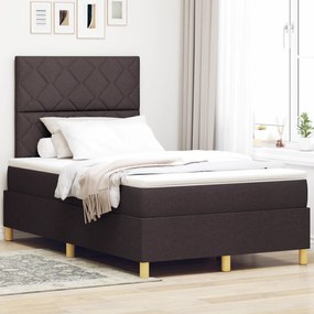 Cama Box Spring com Colchão Marrons Escuro 120x200 cm Tecido