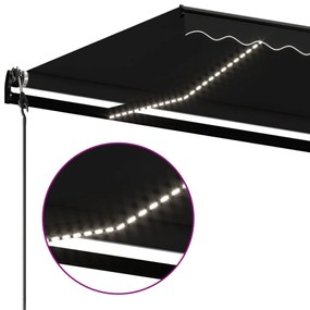 Toldo automático com LED e sensor de vento 600x350 cm antracite