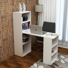 Secretária Last – Branco – Mesa: 90x70x40 cm, Armário: 40x123x30 cm