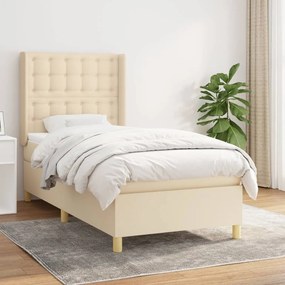 Cama com molas/colchão 90x190 cm tecido cor creme