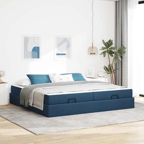 vidaXL Estrutura da Cama com armazenamento Azul 200 x 200 cm tecido