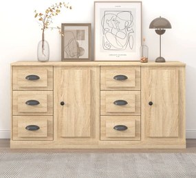 vidaXL Aparadores 2 pcs derivados de madeira carvalho sonoma